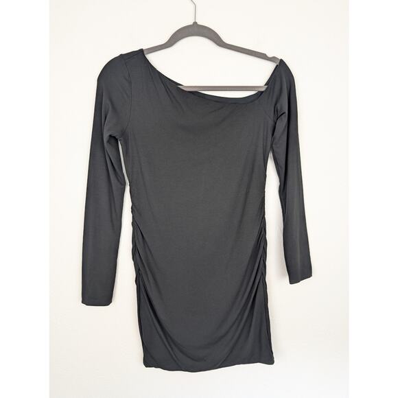 Oh Polly Fia Dress Ruched Off Shoulder Modal Mini LBD Sexy Glam Black Size M - Picture 4 of 13